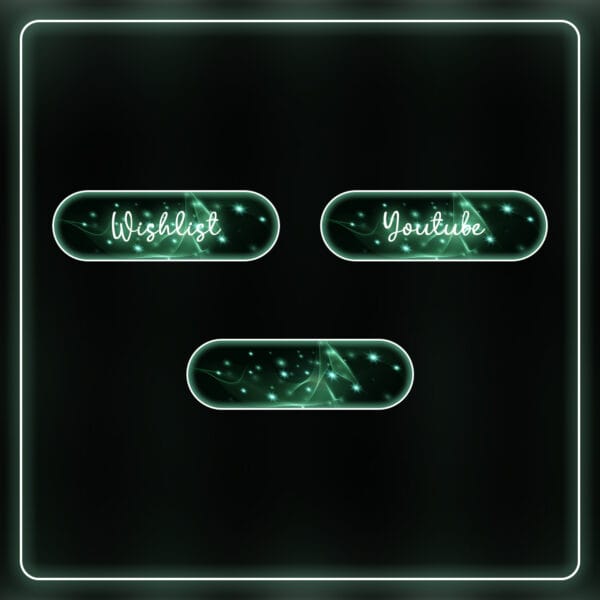 Twitch graphics in green with sparkles