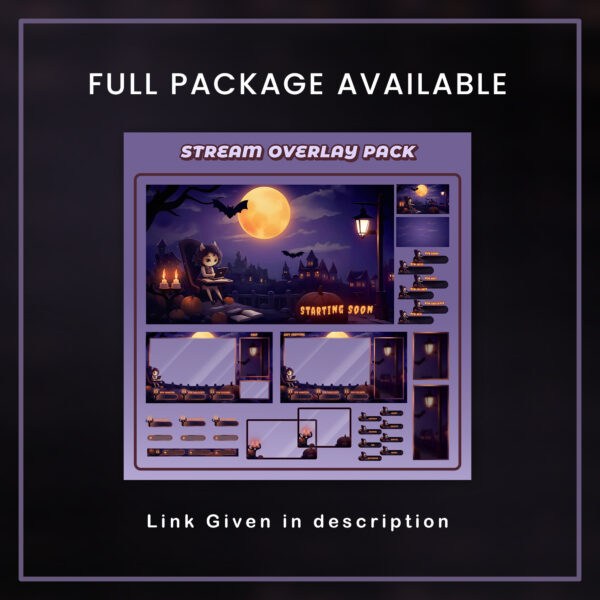 Cute Halloween Vampire Witch Full Twitch Overlay Package