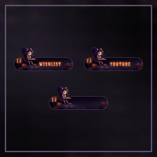 Cute witch stream overlay panels with fall-themed decorations