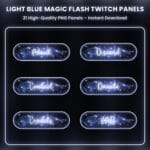 Twitch panels with glowing light blue design and sparkles