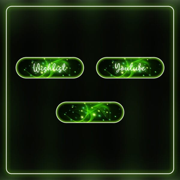 Twitch graphics in light green for stream setup