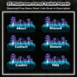 21 Magic Mushroom Forest Twitch Panels with a glowing fantasy look