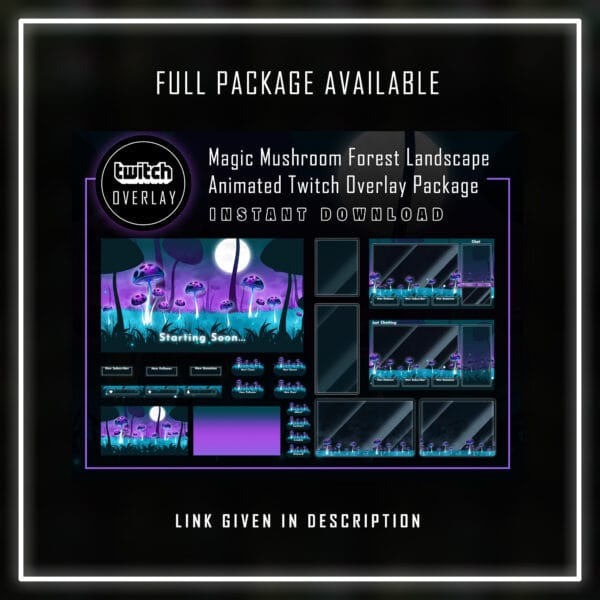 Magic Mushroom Forest Twitch Panels - Full Twitch Overlay Package