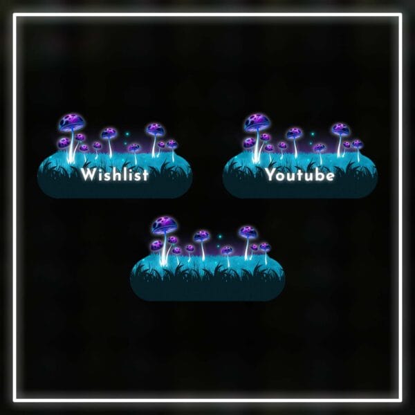 Magic Mushroom Forest design panels for Twitch streamers who love fantasy