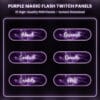 Purple magic flash Twitch panels with glowing sparkle