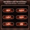 Red magic flash Twitch panels with glowing sparkles