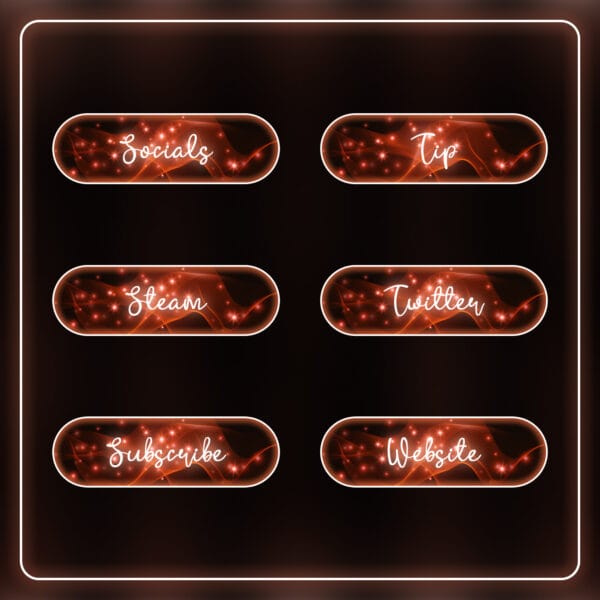 21 red glowing Twitch panels with soft edges