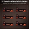 Twitch panels with a cute vampire witch, glowing pumpkins, and spooky Halloween theme