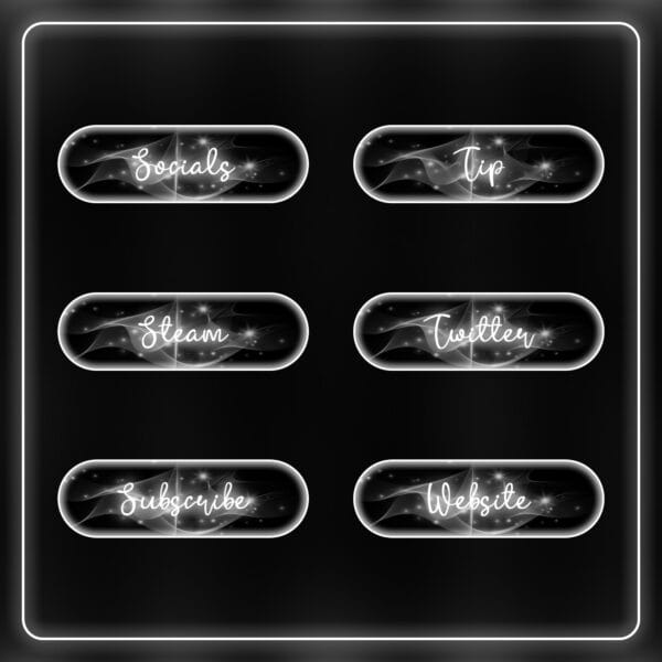 Minimal and cute Twitch panels with white sparkles